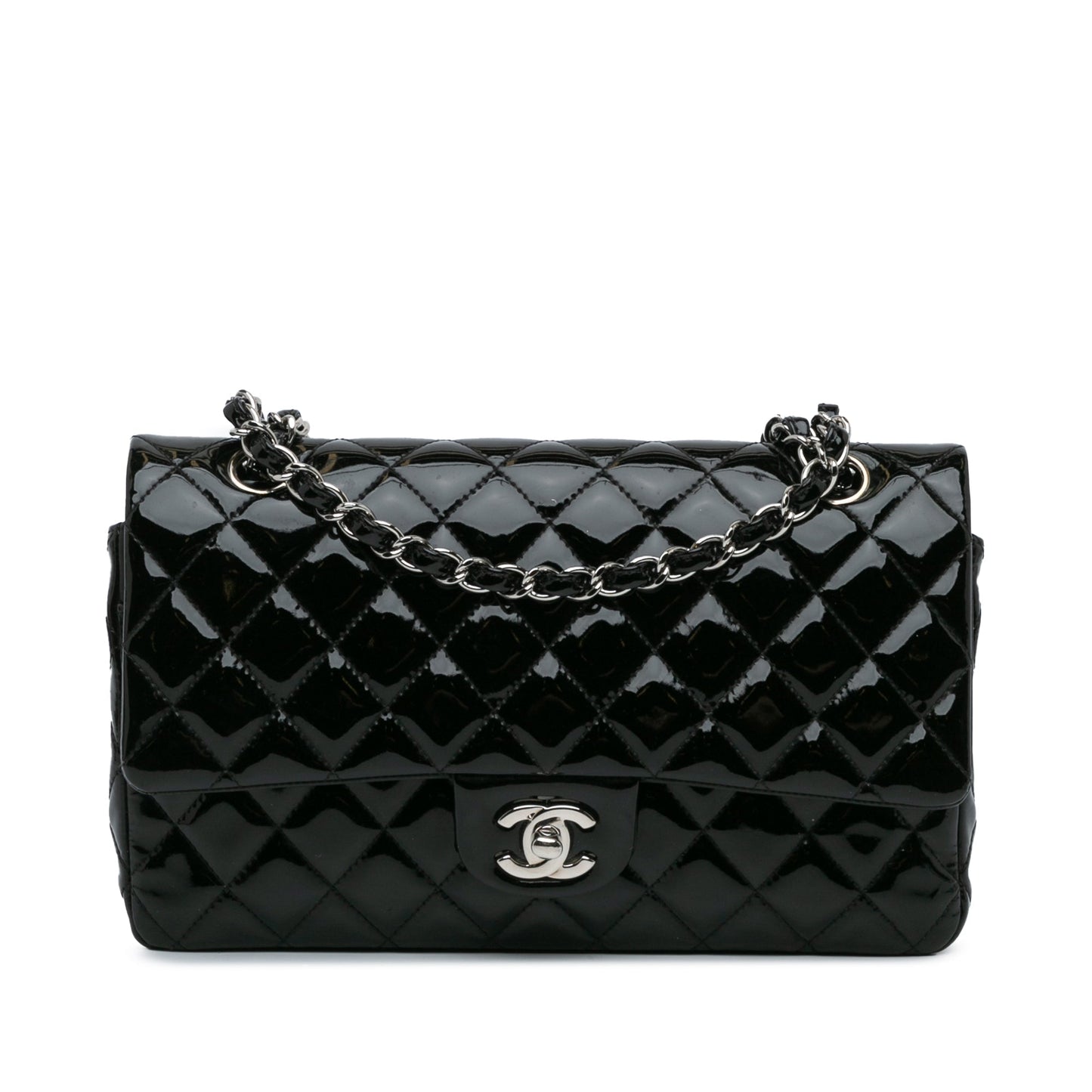 Chanel Medium Classic Patent Double Flap Black