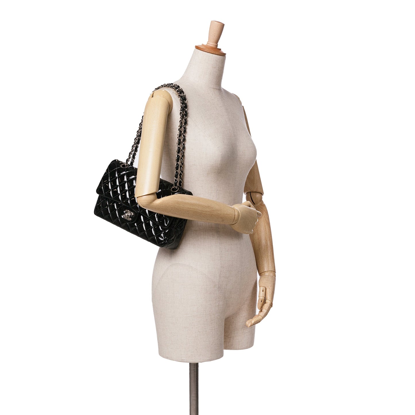 Chanel Medium Classic Patent Double Flap Black