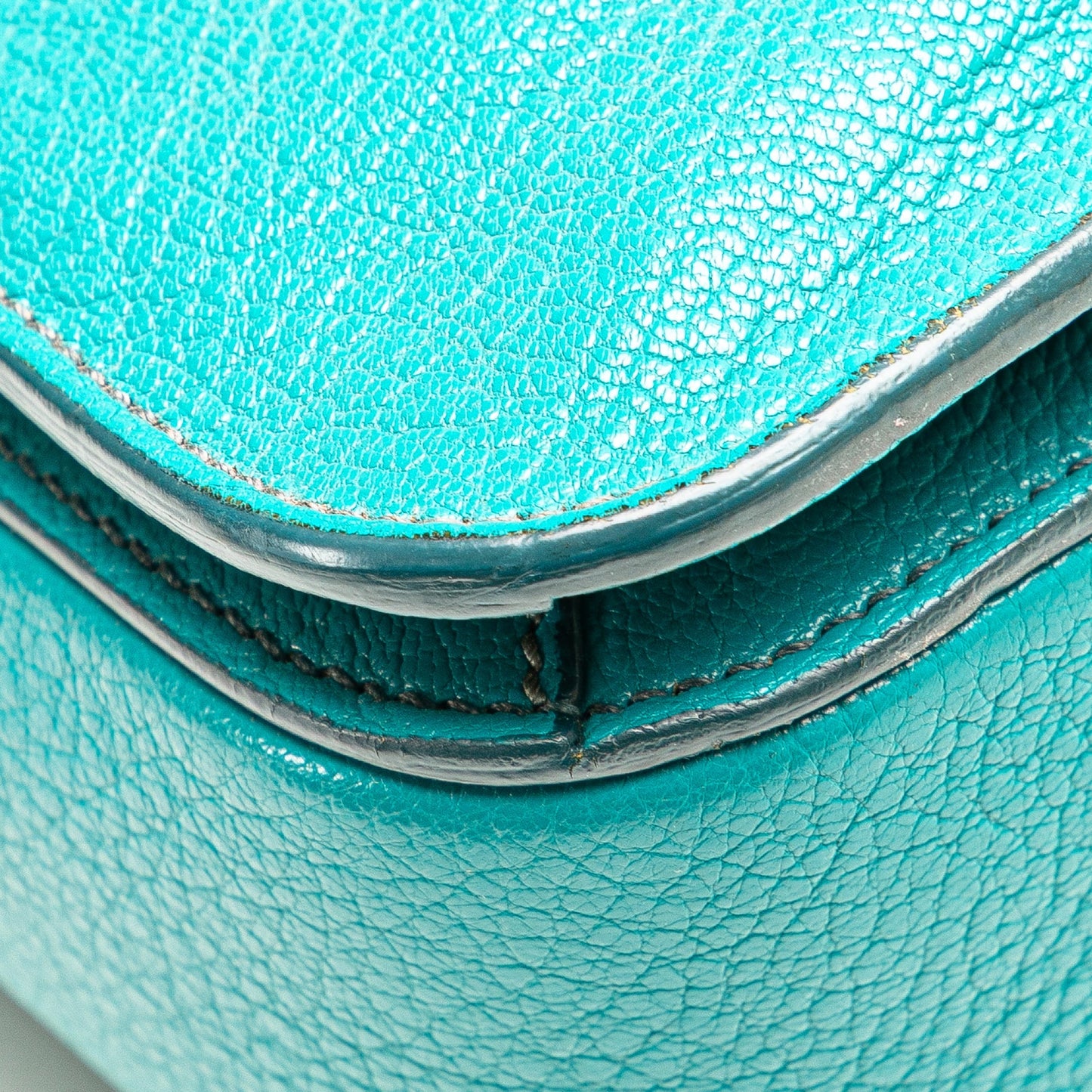 Miu Miu Goatskin Madras Satchel Blue