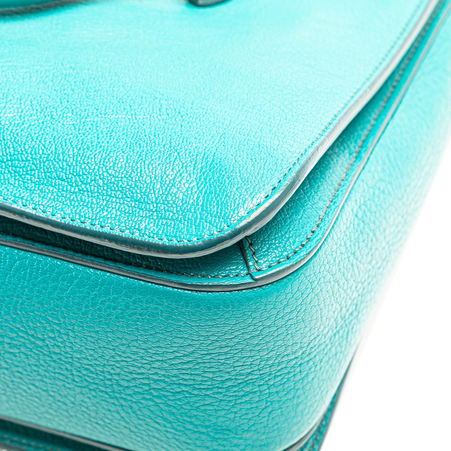 Miu Miu Goatskin Madras Satchel Blue