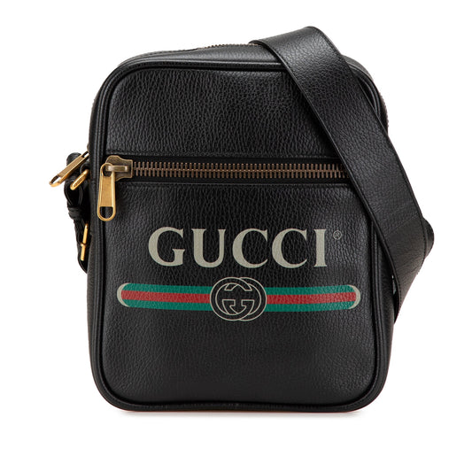 Gucci Leather Logo Crossbody Black