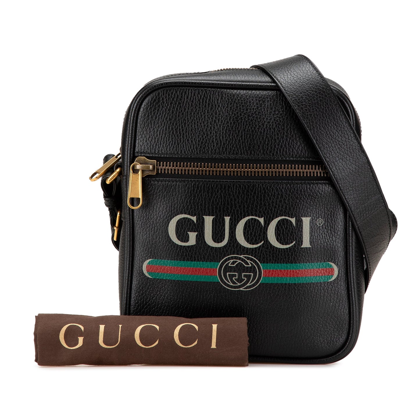 Gucci Leather Logo Crossbody Black
