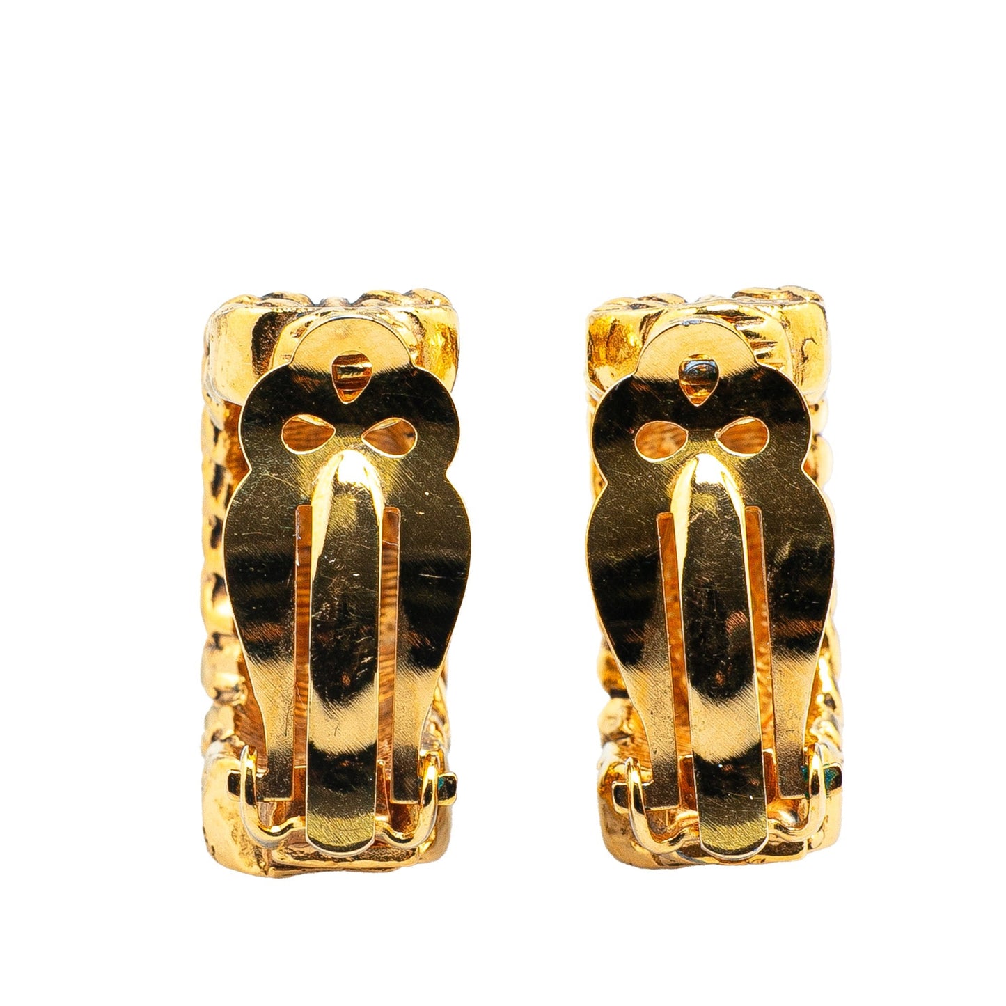 Chanel Gold Plated CC Chain Clip On Earrings Gold