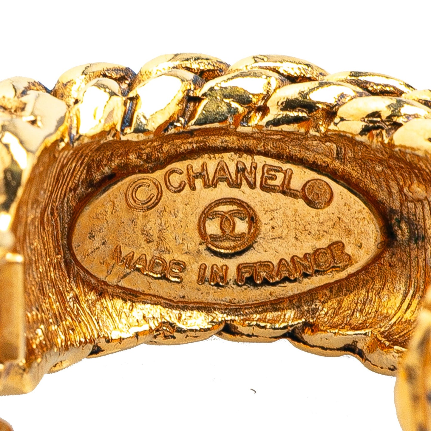 Chanel Gold Plated CC Chain Clip On Earrings Gold