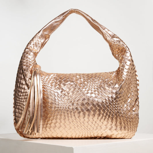 Brigitte Is Women Hobo Bag Intreccio Optical in Laminated Rose Gold