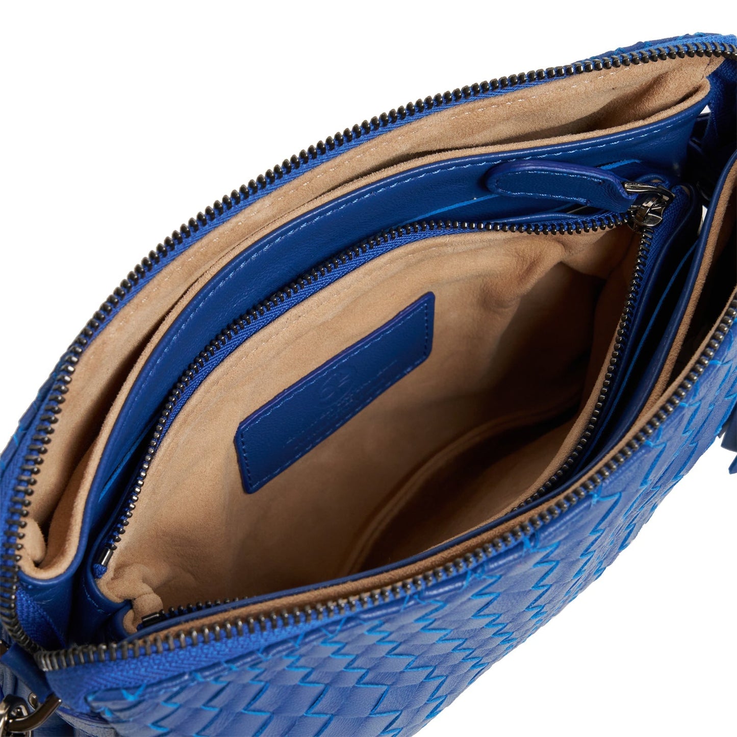 Woman Leather Clutch Intreccio Optical Nappa Patent Orizzonte
