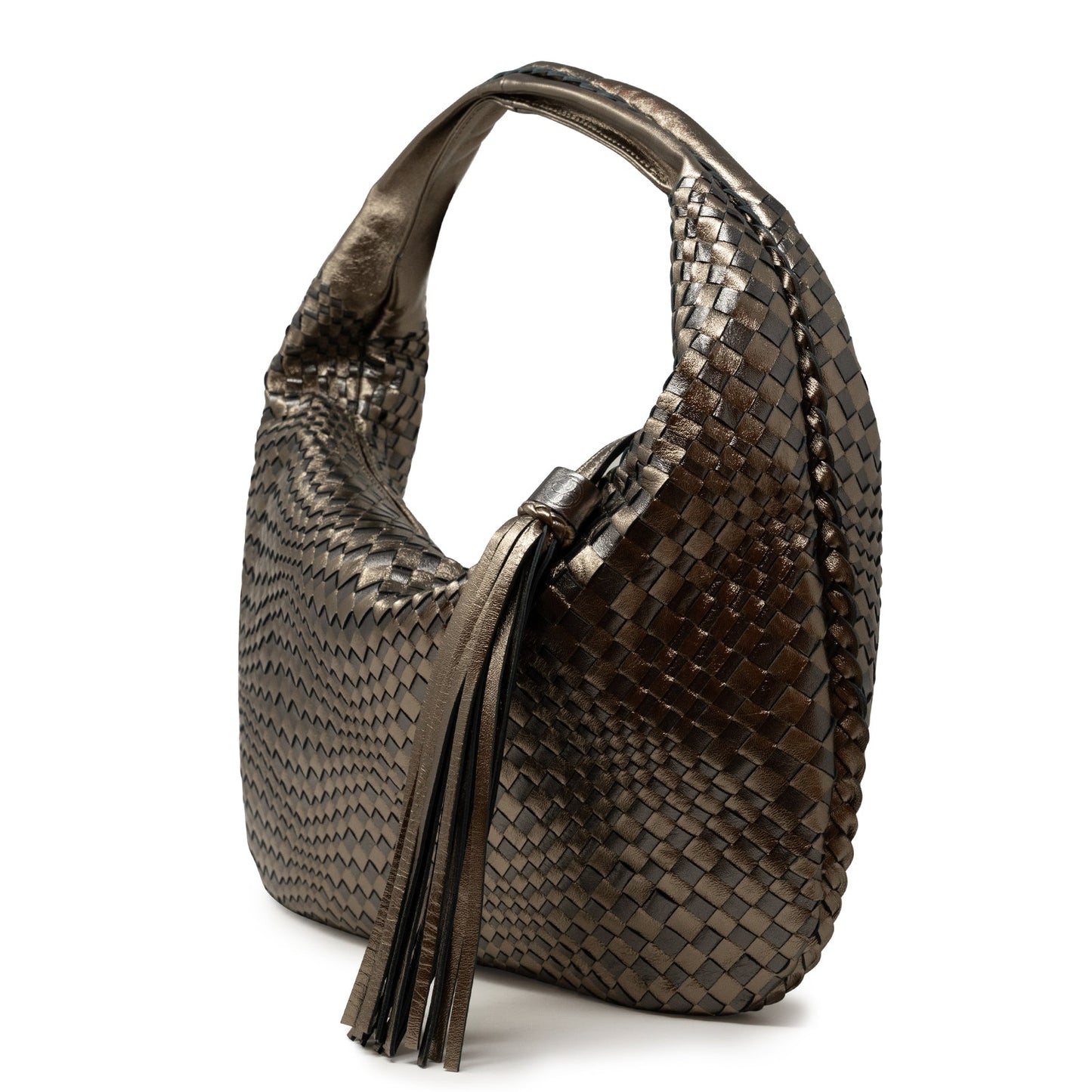 Brigitte Is Women Hobo Bag Intreccio Optical in Bronze and Gun Metal