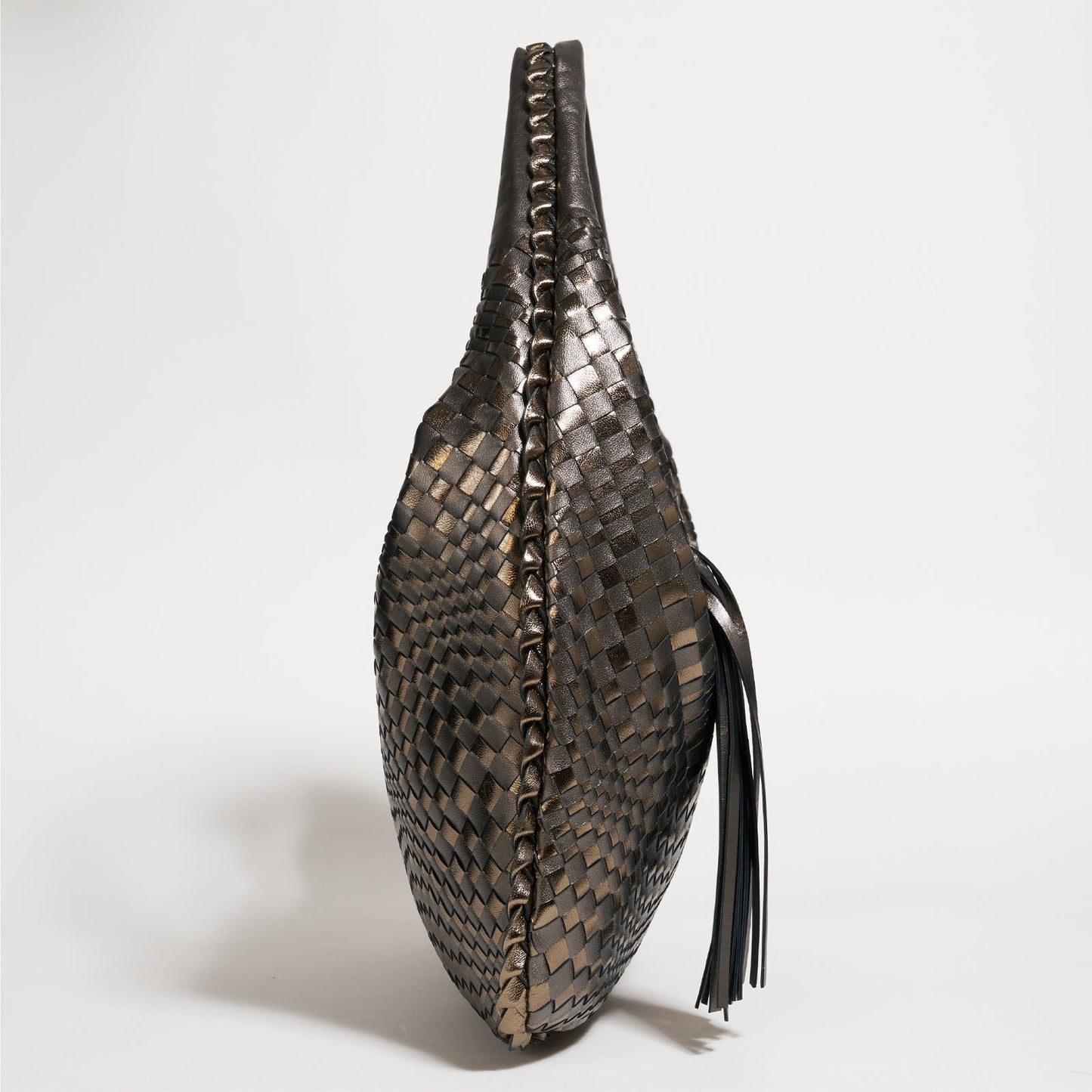Brigitte Is Women Hobo Bag Intreccio Optical in Laminated Gunmetal and Bronze