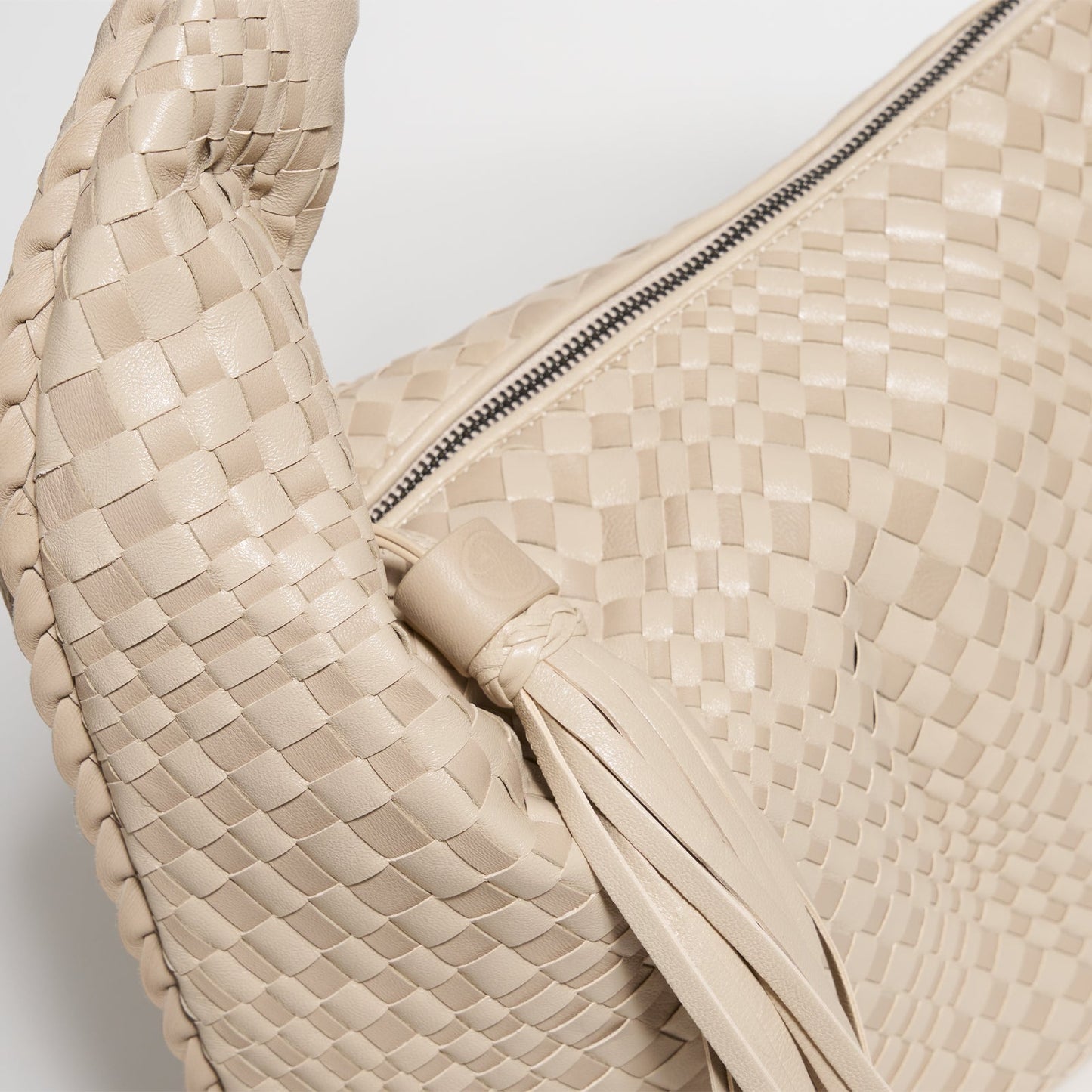 Brigitte Is Women Hobo Bag Intreccio Optical Nappa Leather Cipria and Light Taupe