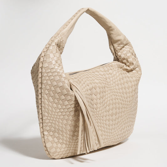 Brigitte Is Women Hobo Bag Intreccio Optical Nappa Leather Cipria and Light Taupe