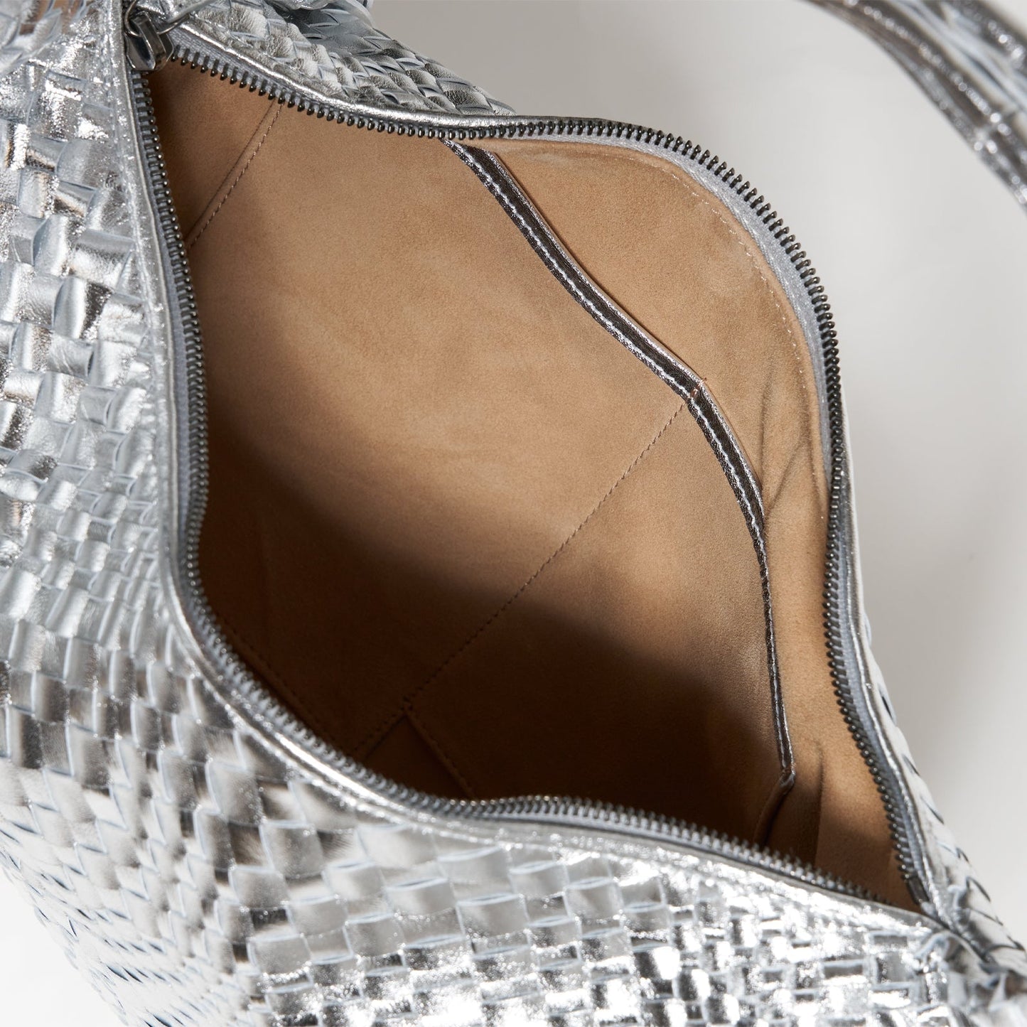 Brigitte Is Women Hobo Bag Intreccio Optical in Laminated Argento
