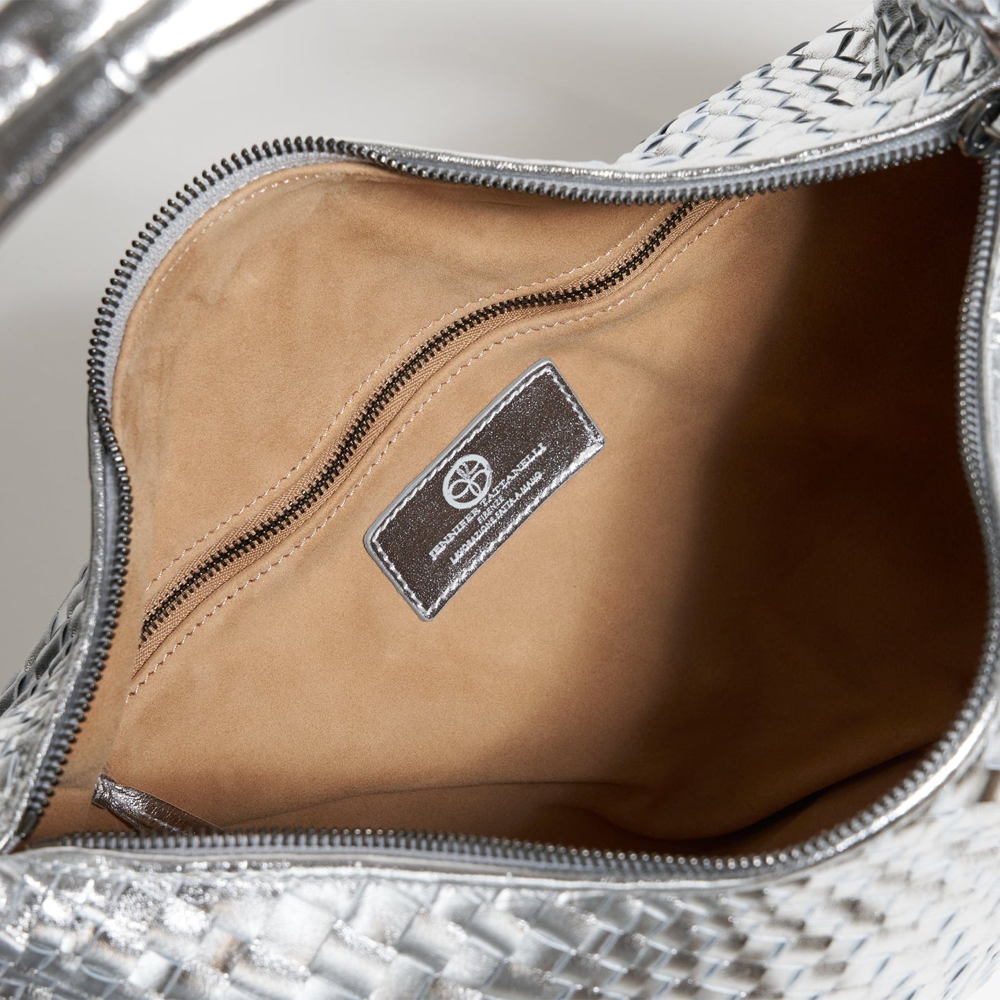 Brigitte Is Women Hobo Bag Intreccio Optical in Laminated Argento