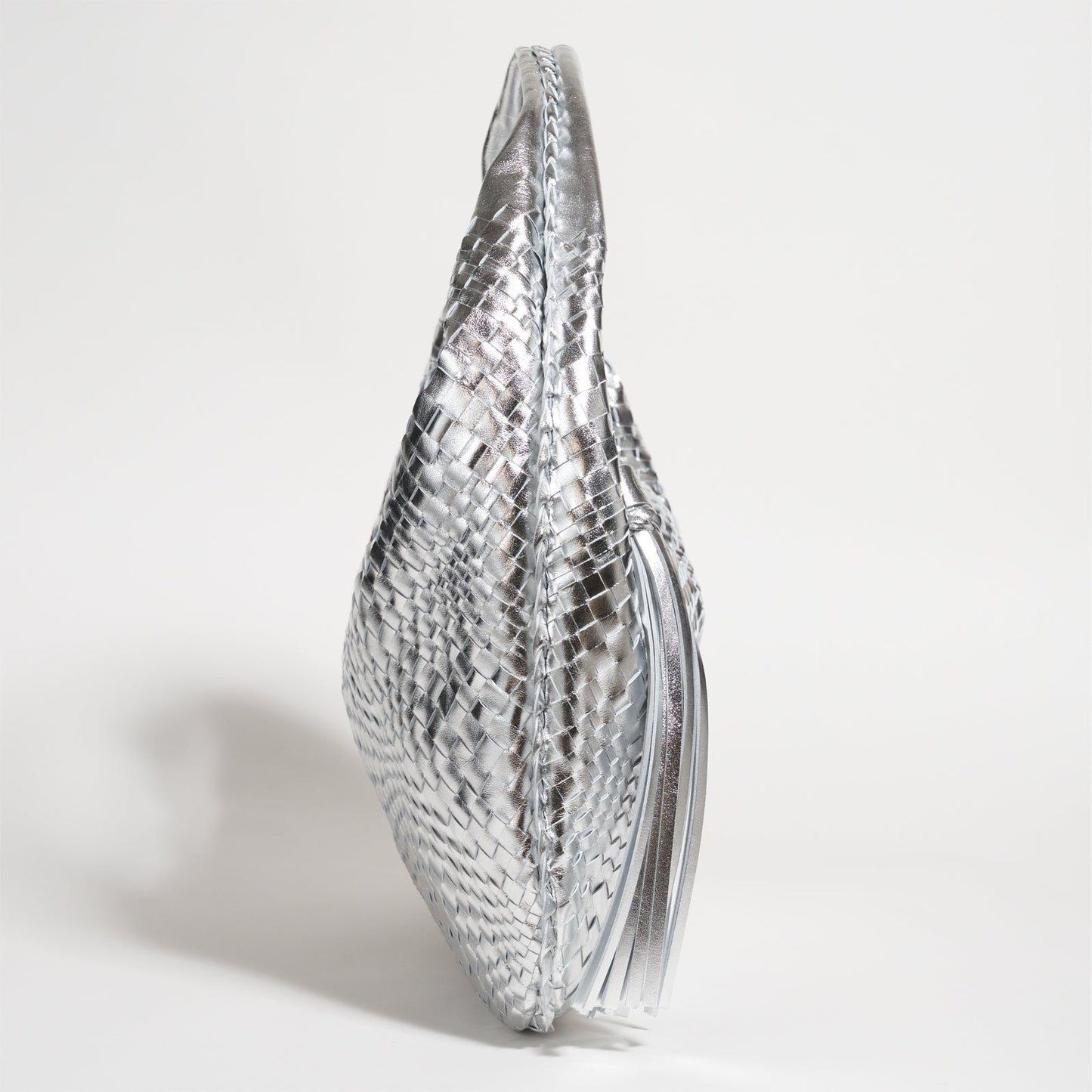 Brigitte Is Women Hobo Bag Intreccio Optical in Laminated Argento