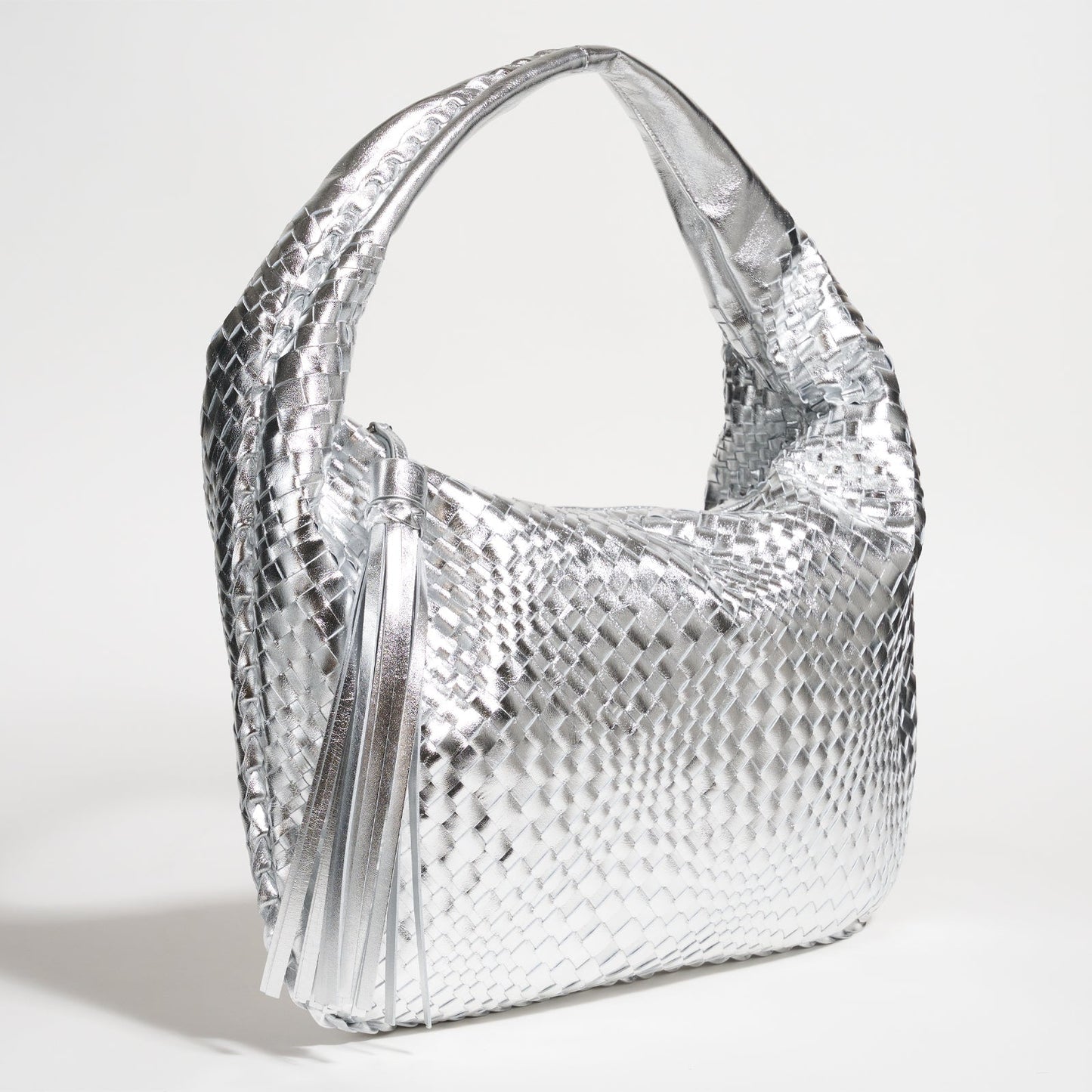 Brigitte Is Women Hobo Bag Intreccio Optical in Laminated Argento