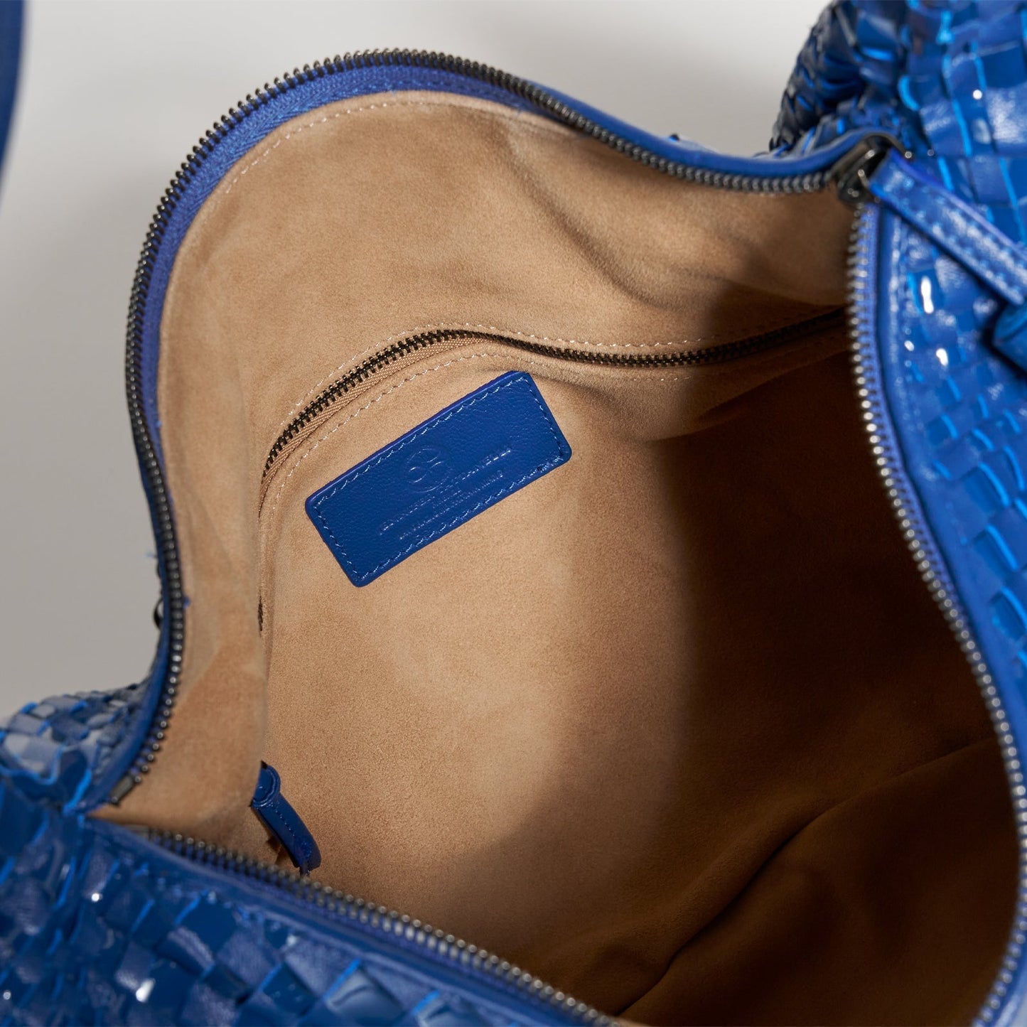 Brigitte Is Women Hobo Bag Intreccio Optical Nappa and Patent Leather Orizzonte