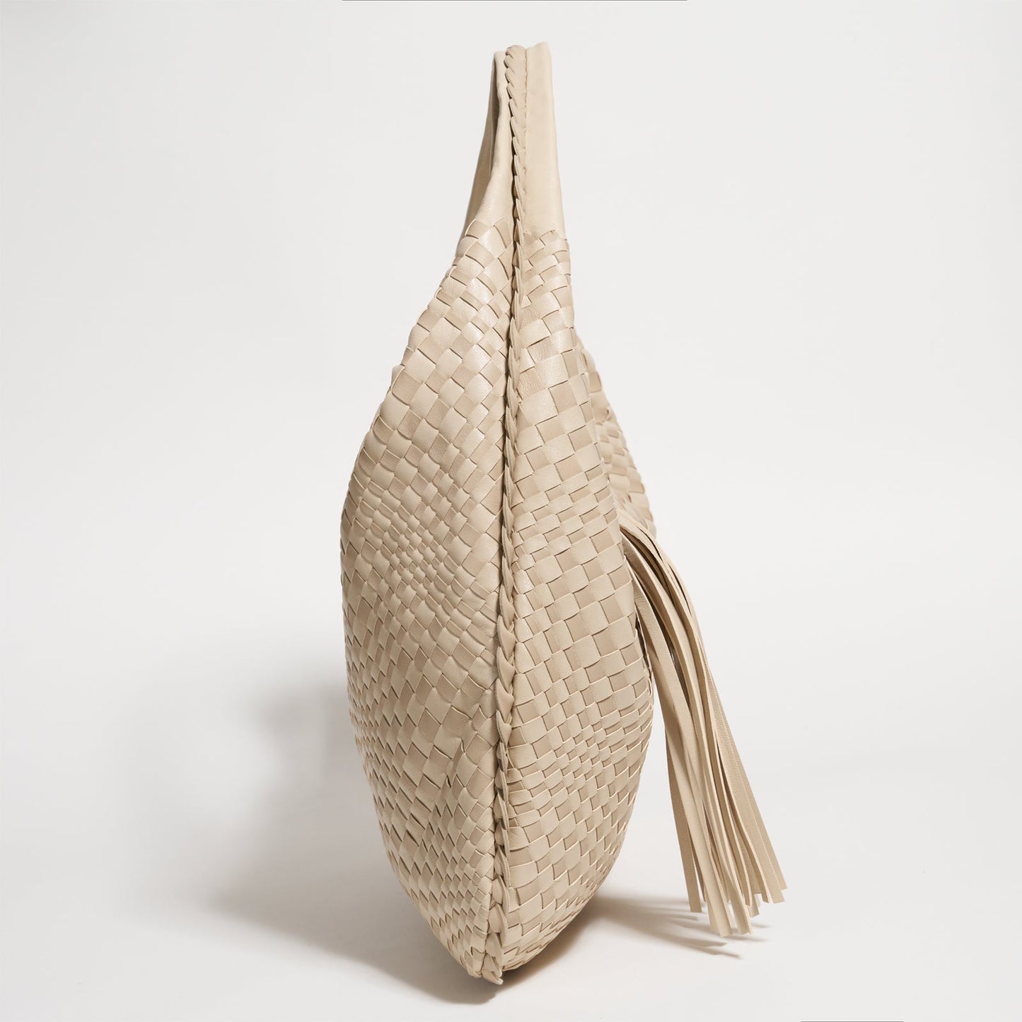 Brigitte Is Women Hobo Bag Intreccio Optical Nappa Leather Cipria and Light Taupe