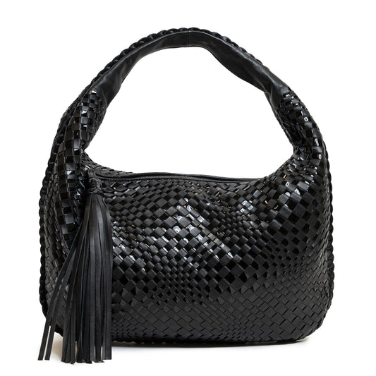 Brigitte Is Women Hobo Bag Intreccio Optical in Black Patent
