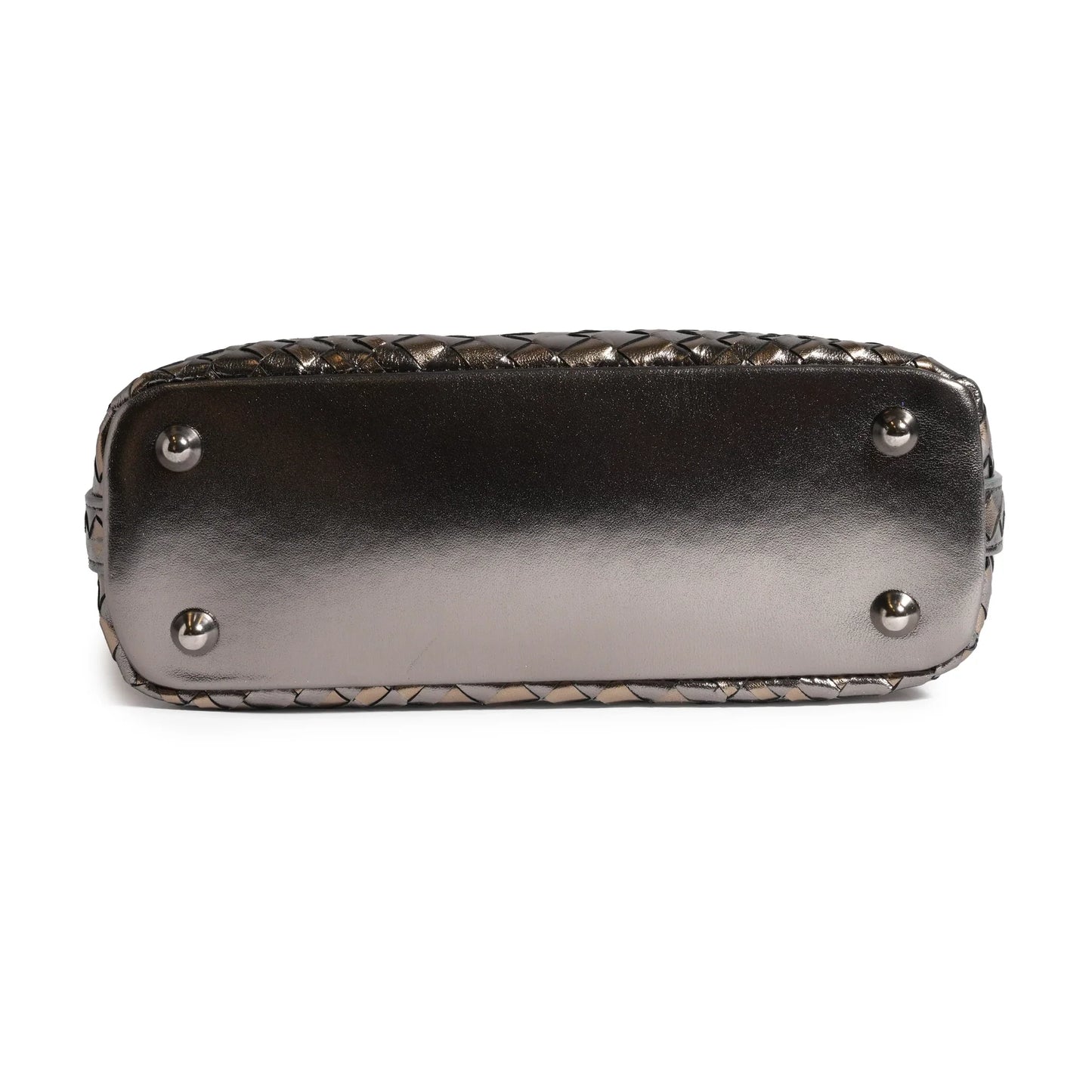 Women Mini Top Handle Madison Laminated Leather Bag in Gunmetal and Bronze