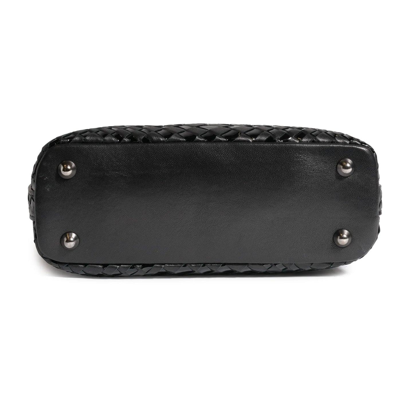 Women Mini Top Handle Madison Bag in Black Nappa and Patent Leather