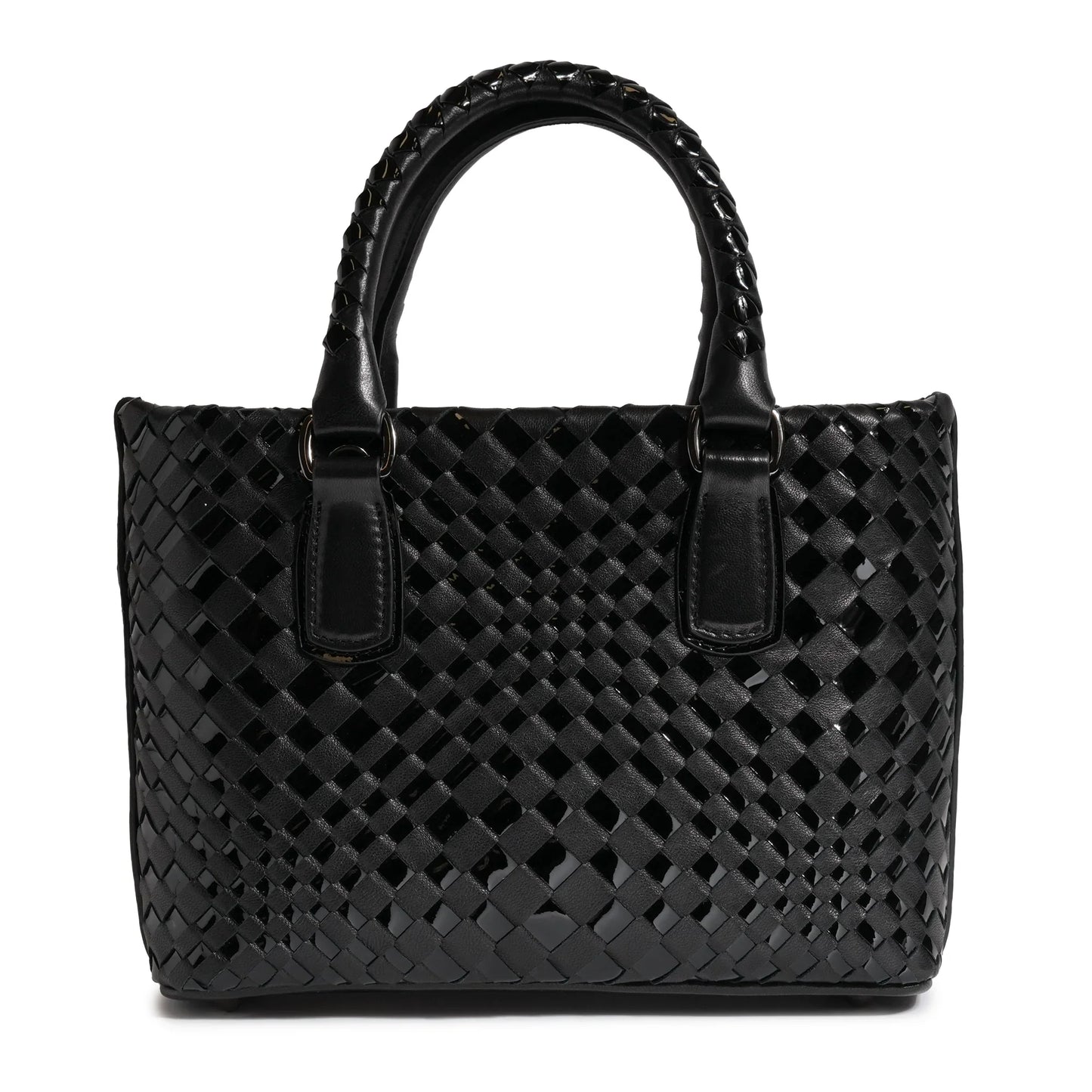 Women Mini Top Handle Madison Bag in Black Nappa and Patent Leather