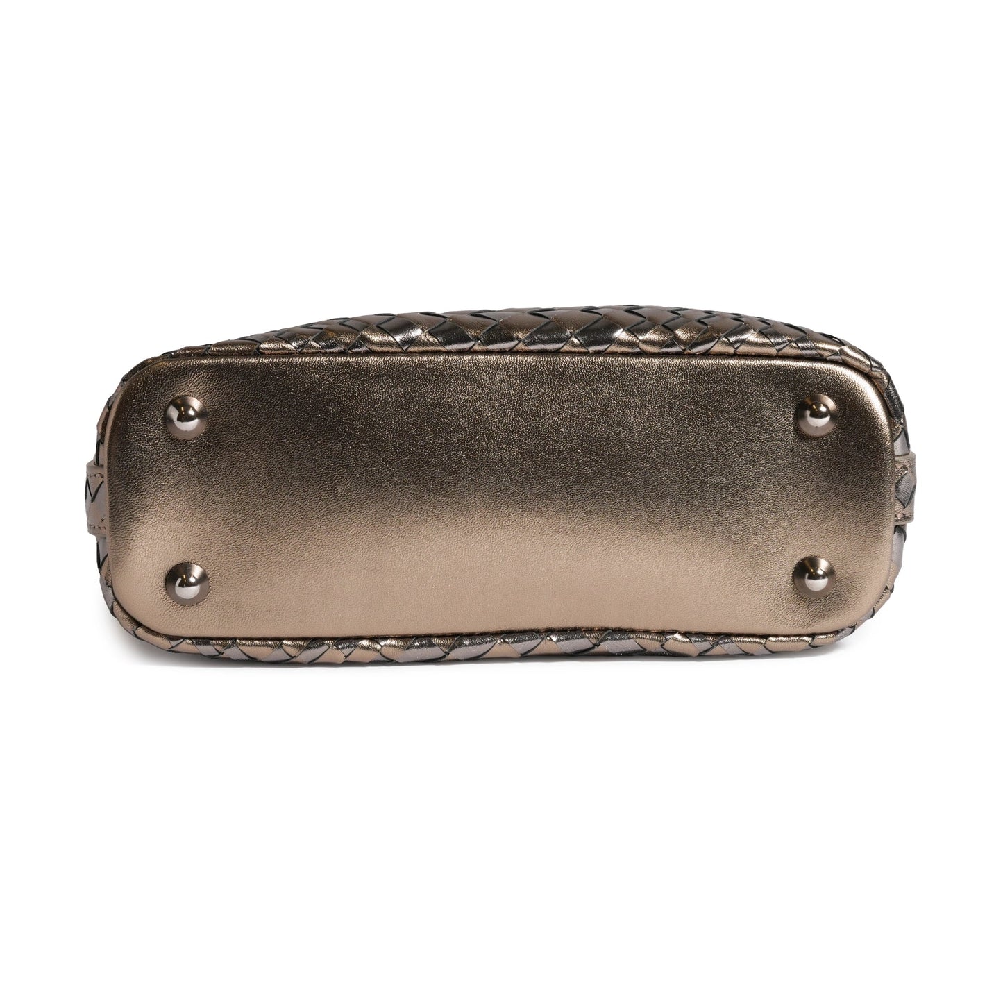 Women Mini Top Handle Madison Laminated Leather Bag in Bronze and Gunmetal