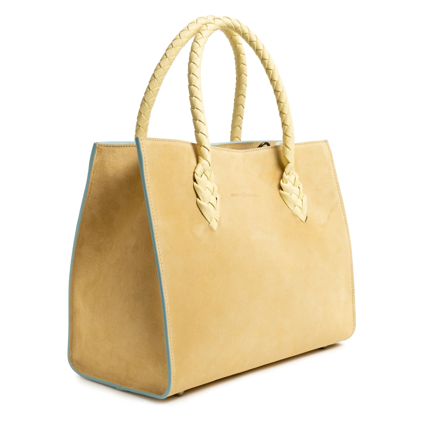 Twist Large Leather Suede Tote in Vanilla