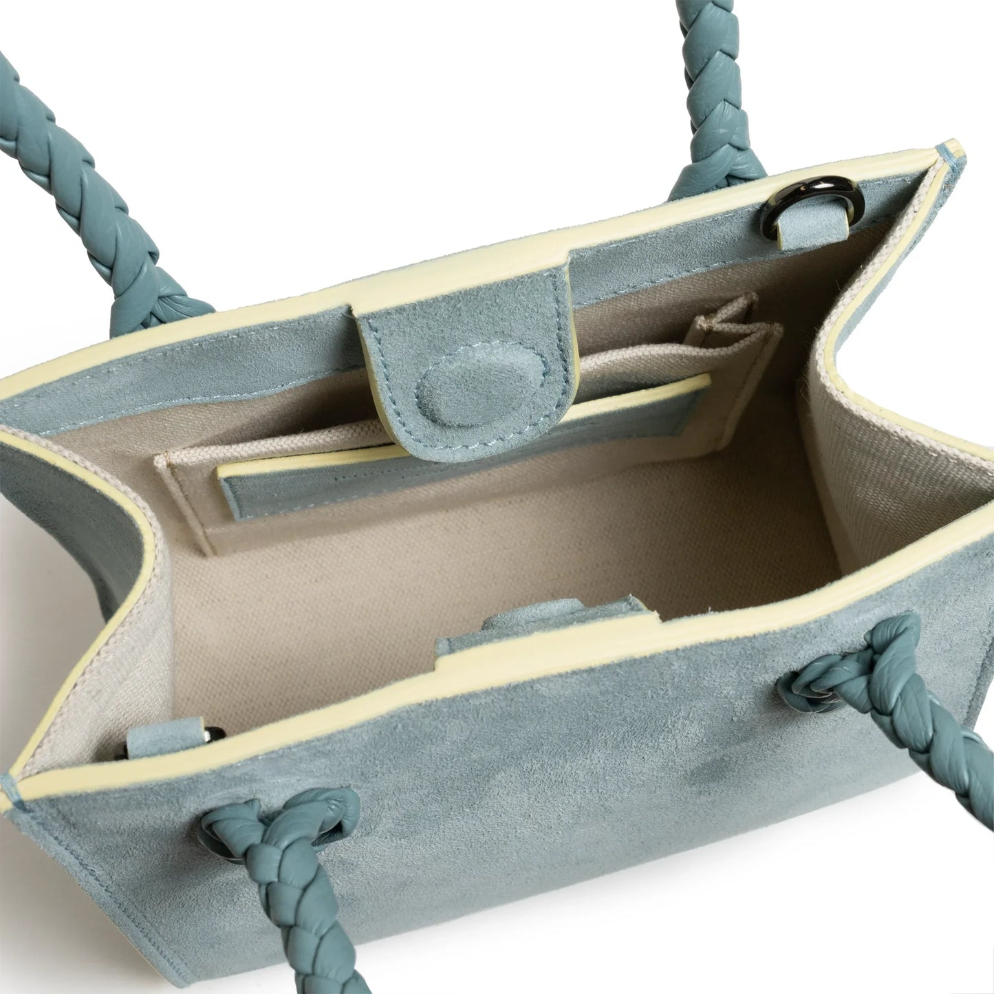 Twist Large Leather Suede Tote in Cool Grey