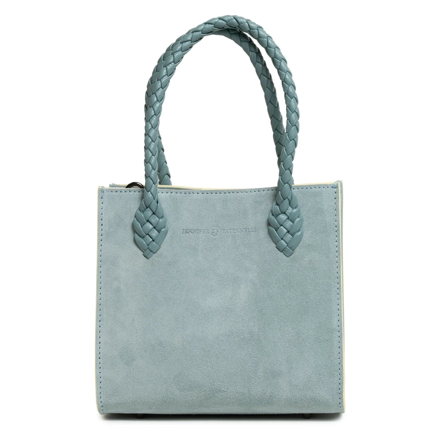 Twist Large Leather Suede Tote in Cool Grey