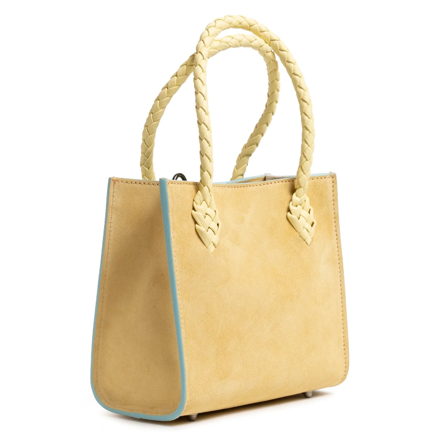 Twist Small Leather Suede Tote in Vanilla