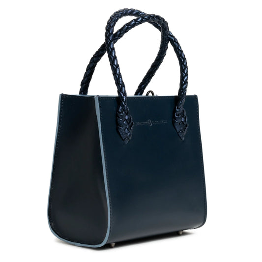 Twist Small Nappa Leather Tote in Blue