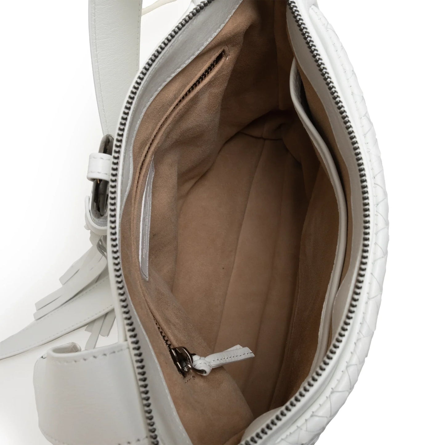 Women's Leather Crossbody Bag Intreccio Optical in White