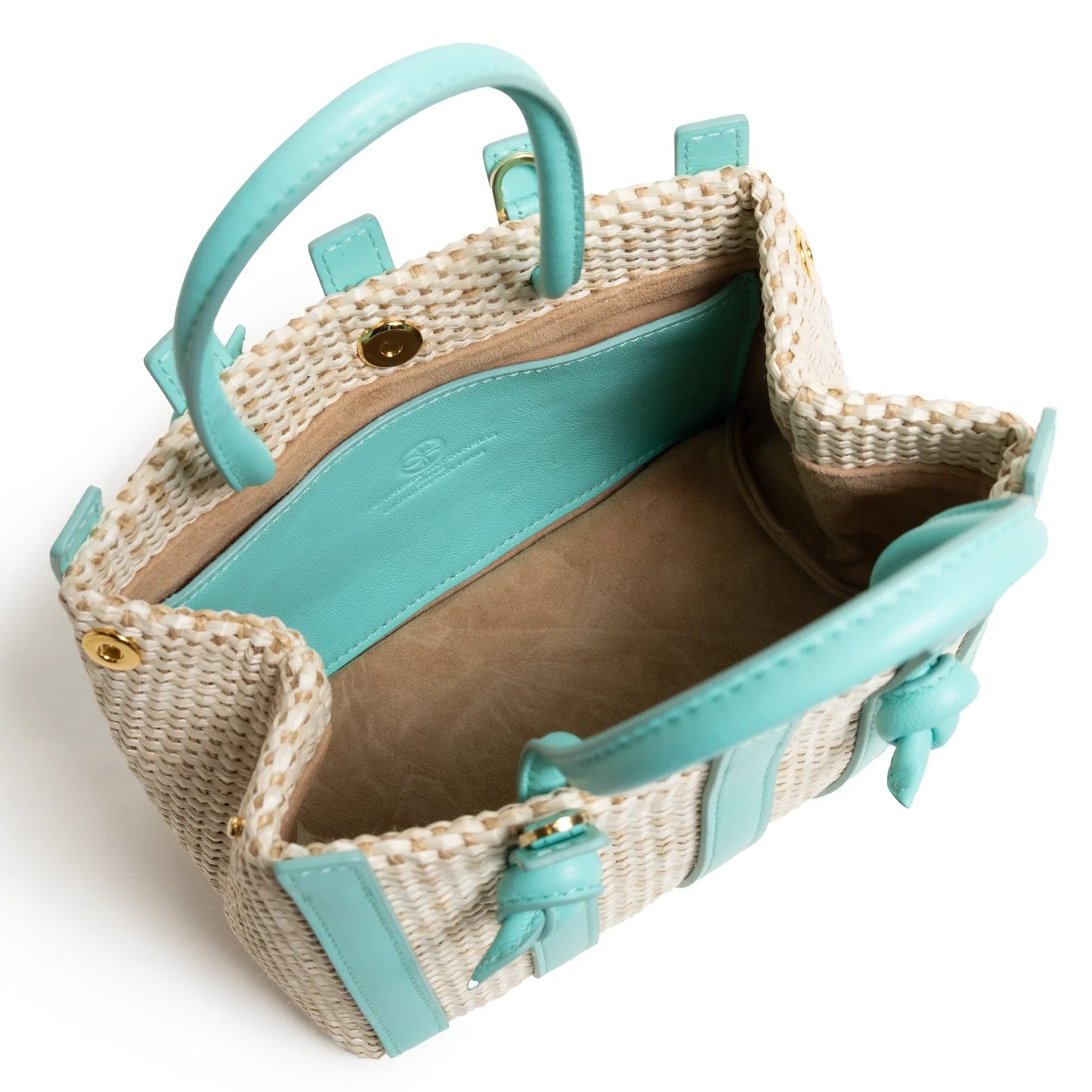 Stripes Canvas and Leather Mini Shopping Bag in Nappa Twinkletif