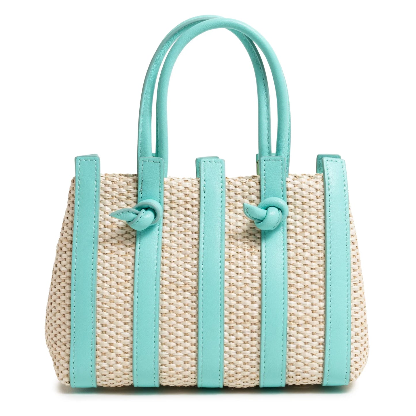 Stripes Canvas and Leather Mini Shopping Bag in Nappa Twinkletif