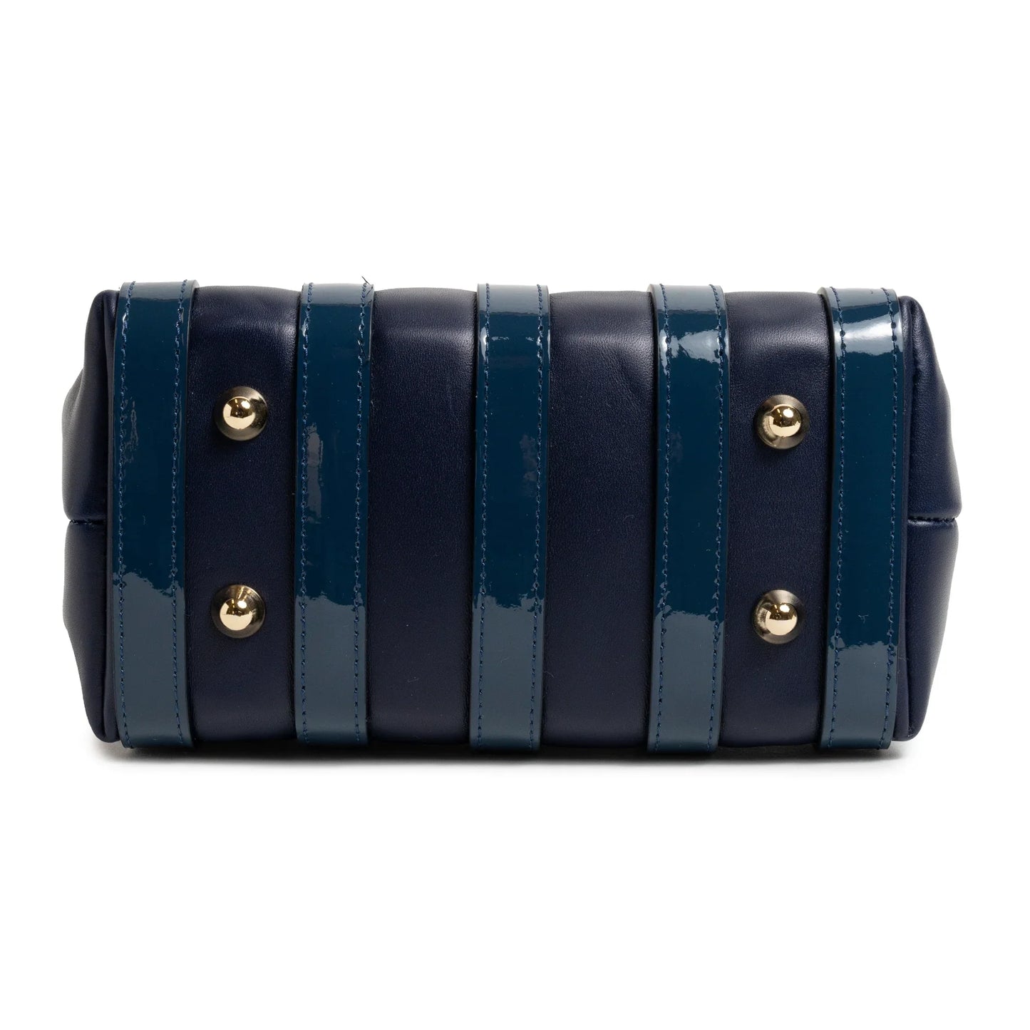 Stripes Mini Shopping Bag in Carta da Zucchero Nappa and Patent Leather