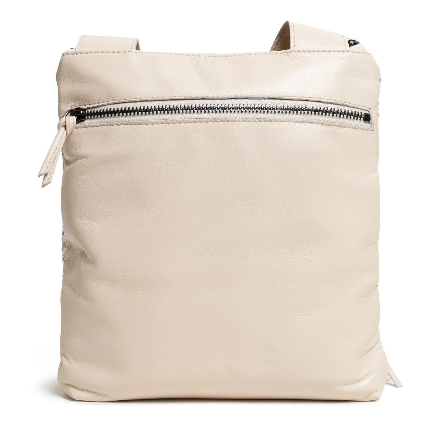 Kim Leather Crossbody Bag Intreccio Optical in Ivory and White