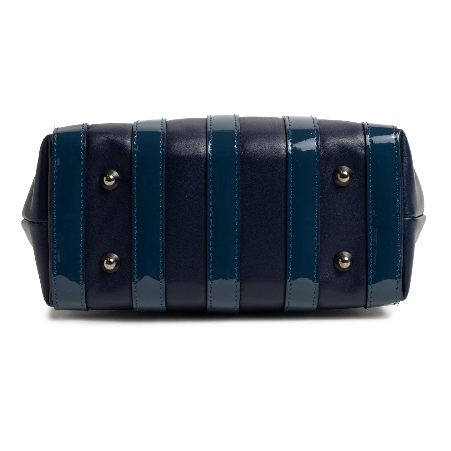 Stripes Medium Shopping Bag in Carta da Zucchero Nappa and Patent Leather