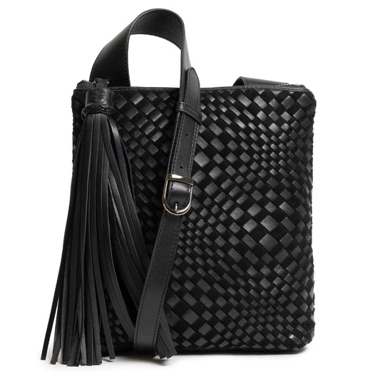 Kim Nappa and Suede Leather Crossbody Bag in Black