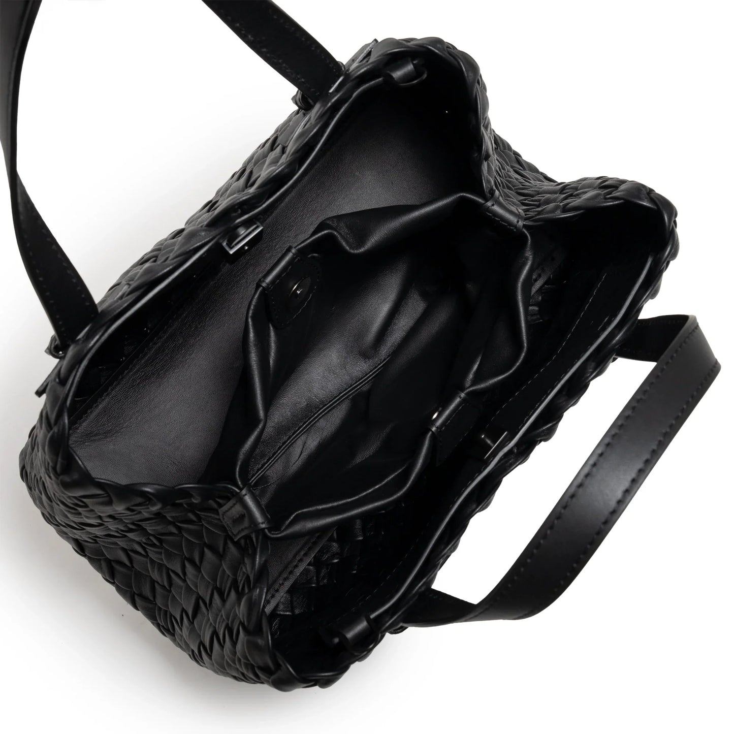 Women Intrecciato Top Handle Shopping Bag in Nappa Black
