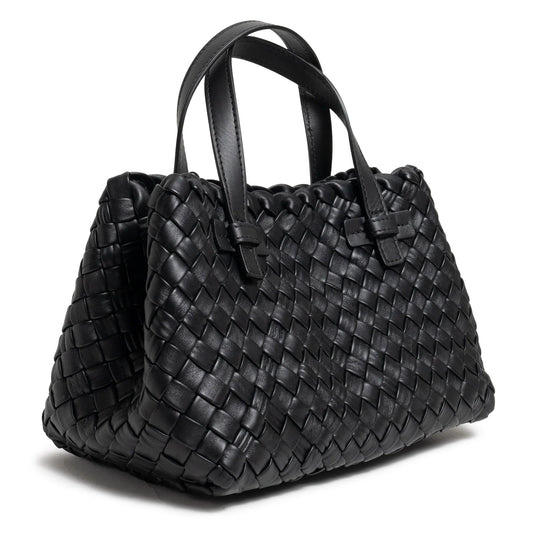 Women Intrecciato Top Handle Shopping Bag in Nappa Black