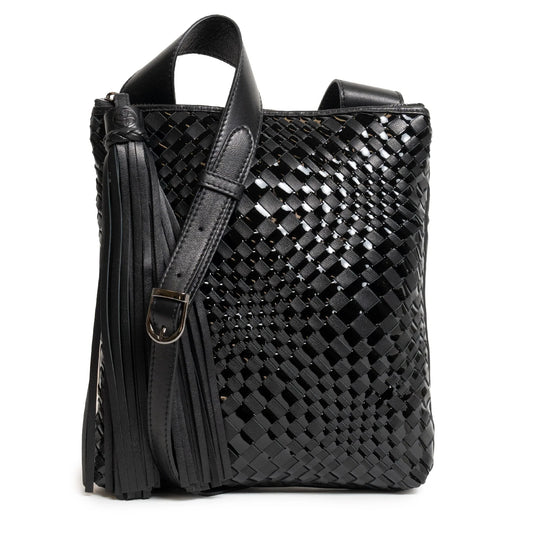 Kim Nappa and Patent Leather Crossbody Bag in Black