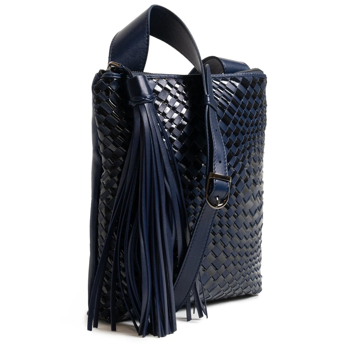 Kim Nappa and Patent Leather Crossbody Bag in Carta da Zucchero