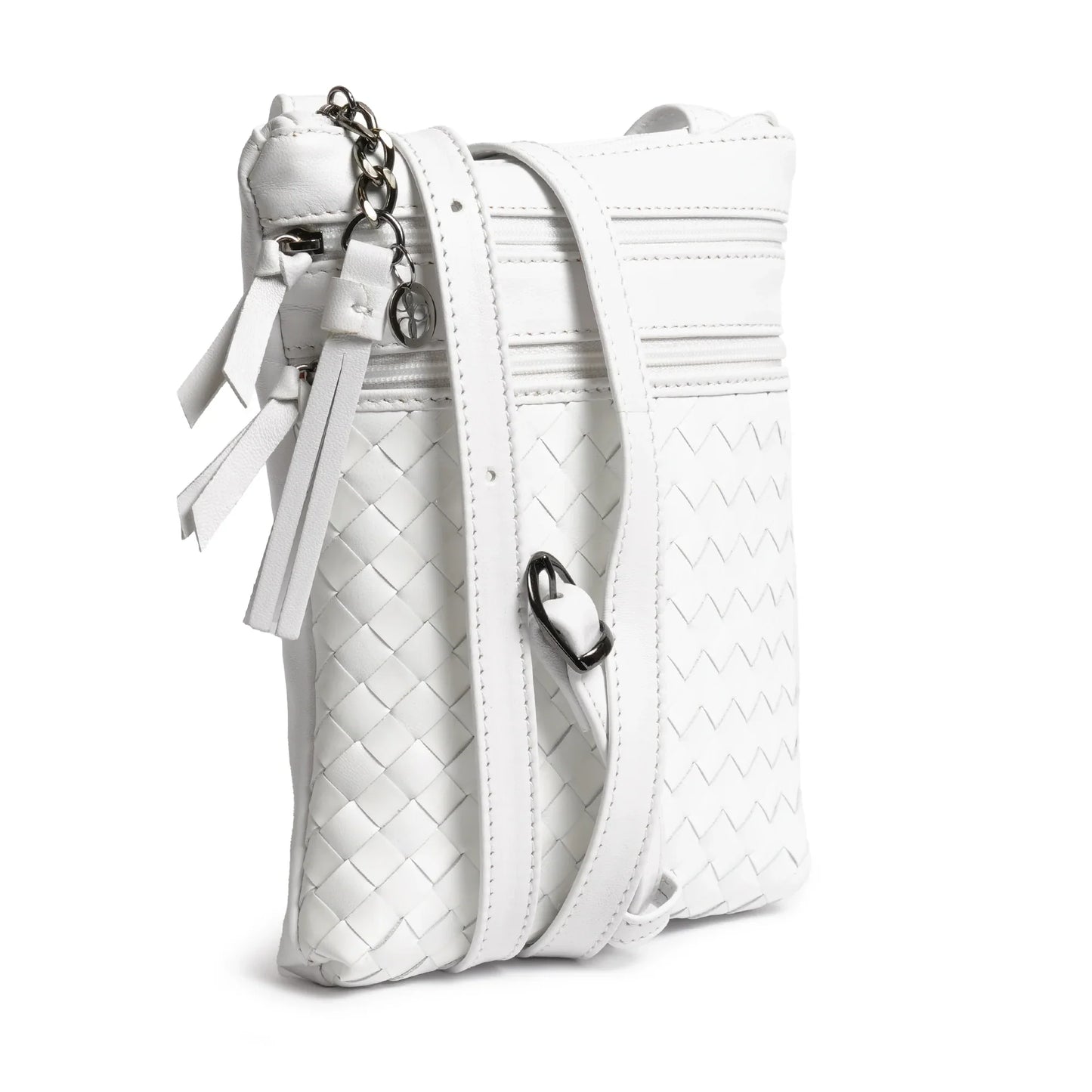 Women Intrecciato Soft Leather Messenger in White