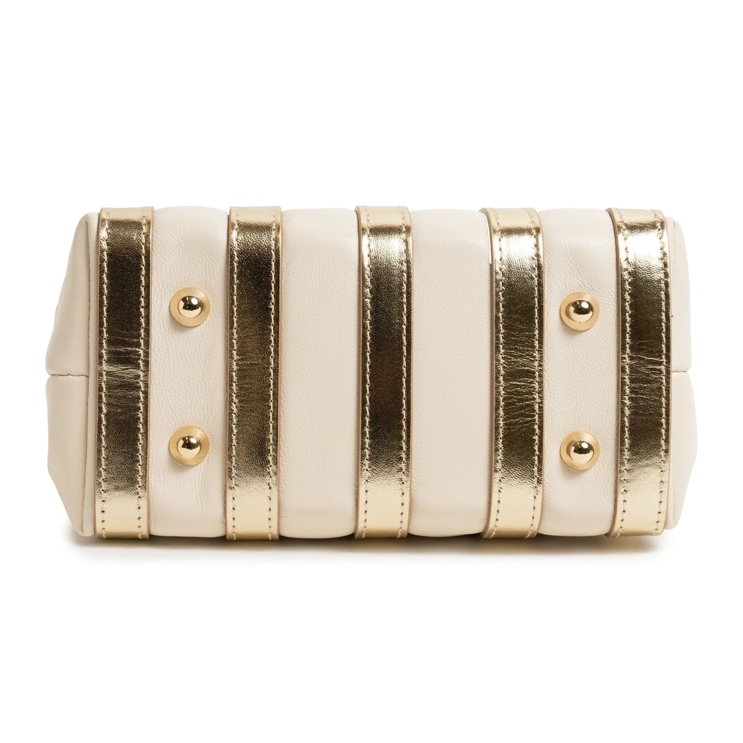 Stripes Mini Shopping Bag in Ivory and Platinum Nappa Leather