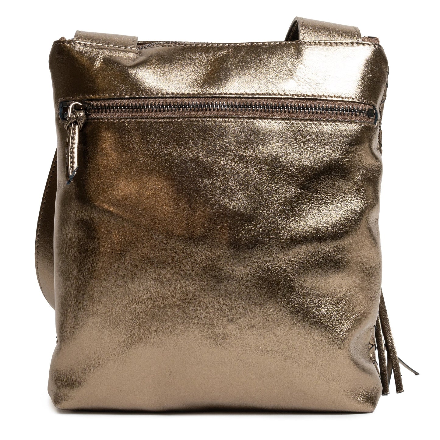 Kim Leather Crossbody Bag Intreccio Optical in Bronze
