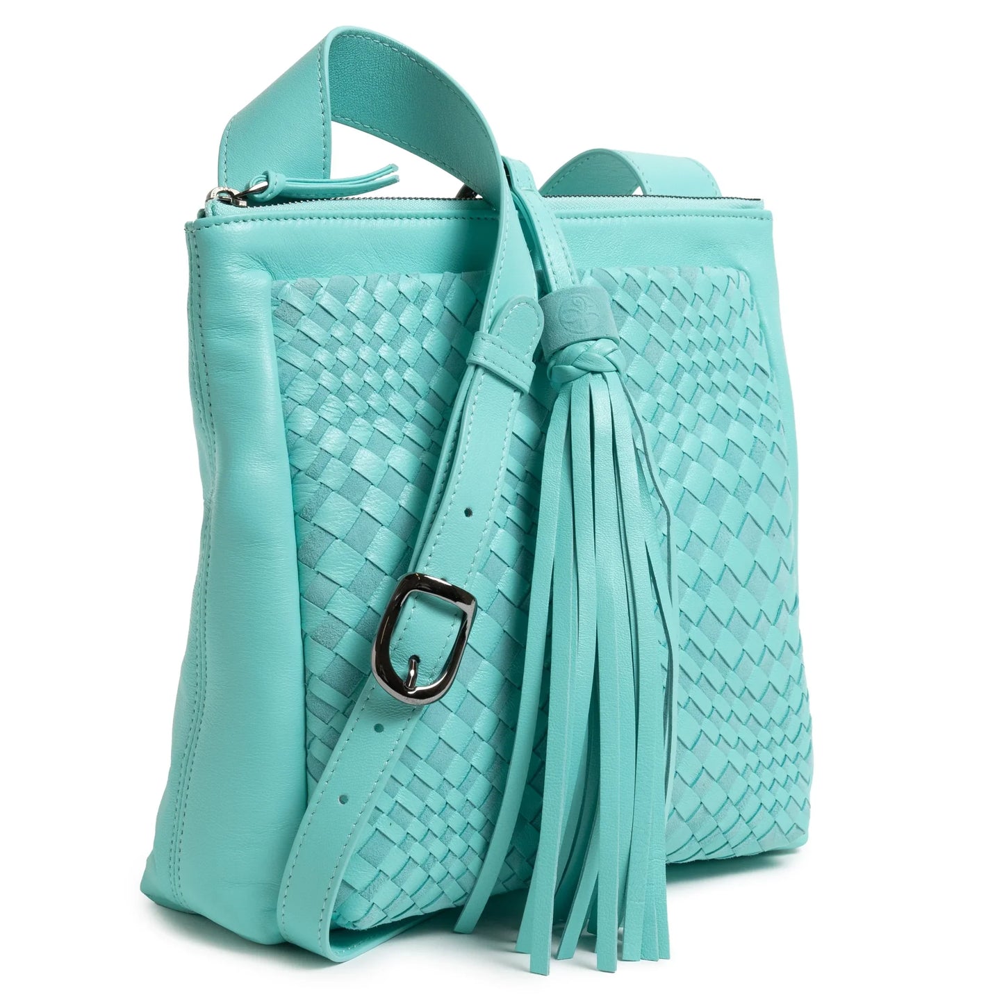 Women's Leather Crossbody Bag Intreccio Optical in Twinkletif Nappa and Suede