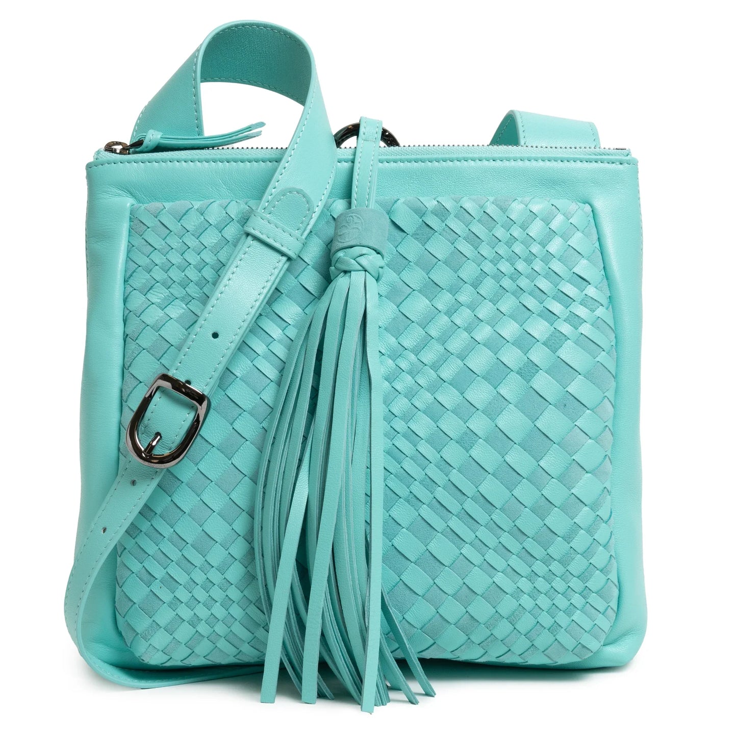 Women's Leather Crossbody Bag Intreccio Optical in Twinkletif Nappa and Suede