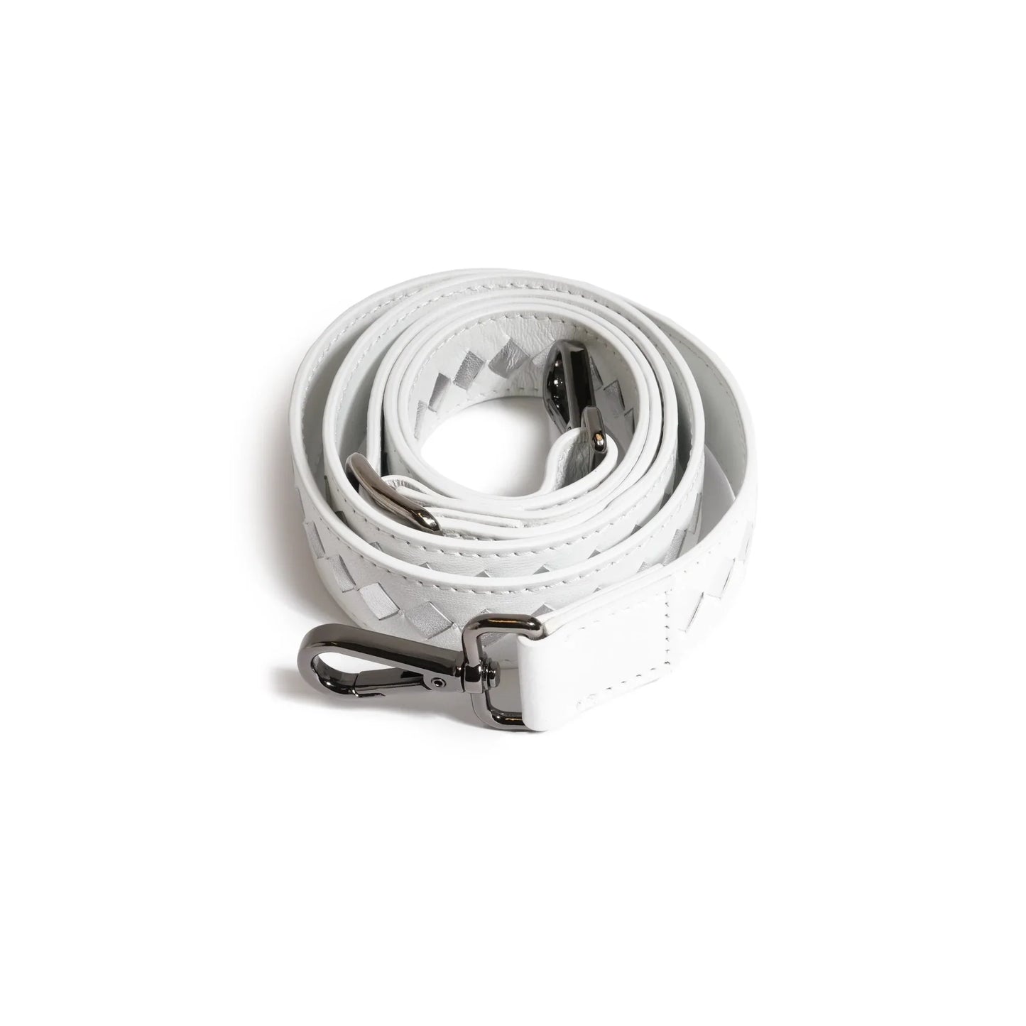 Women Mini Top Handle Madison Leather Bag in Nappa White and Silver