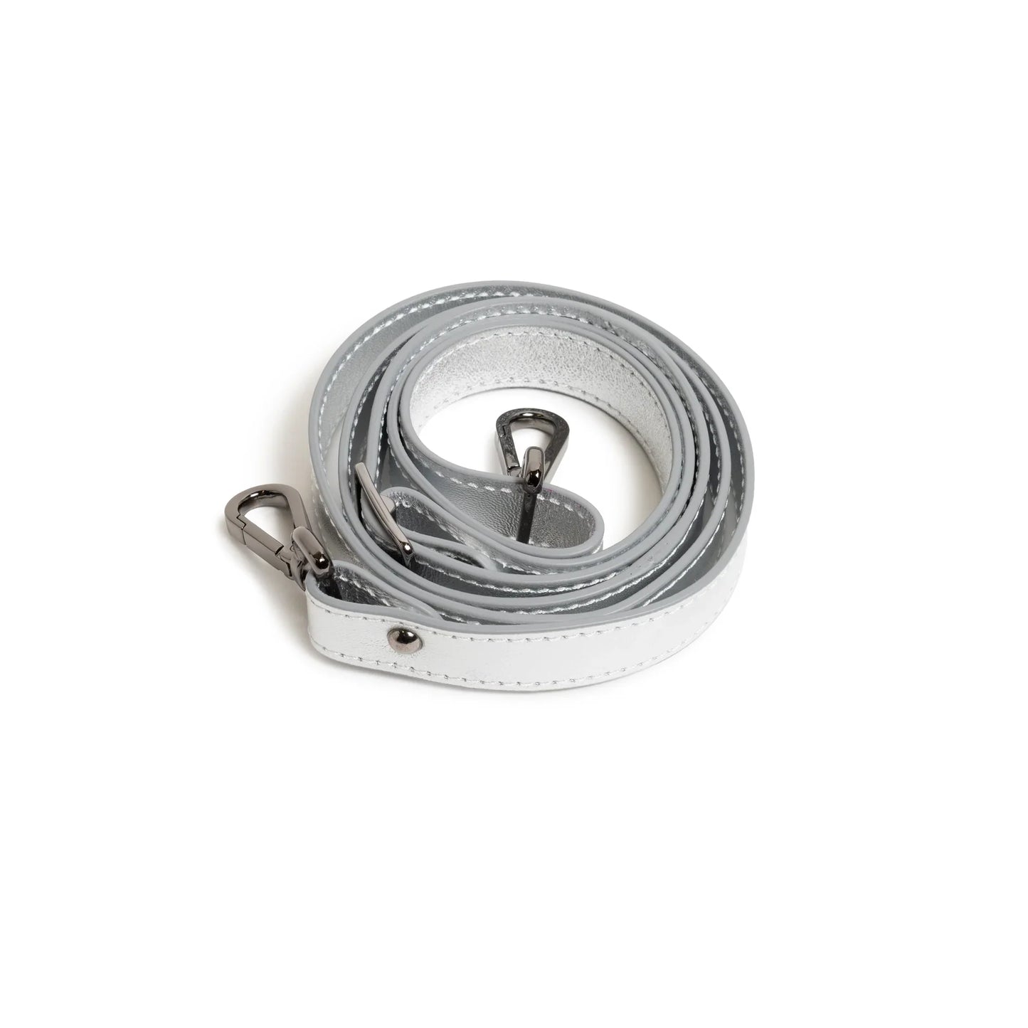 Stripes Large Shopping Bag in White and Silver Nappa Leather