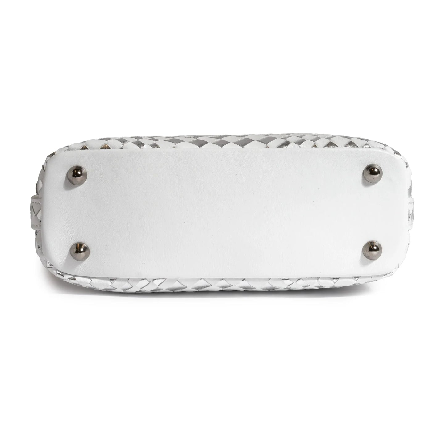 Women Mini Top Handle Madison Leather Bag in Nappa White and Silver
