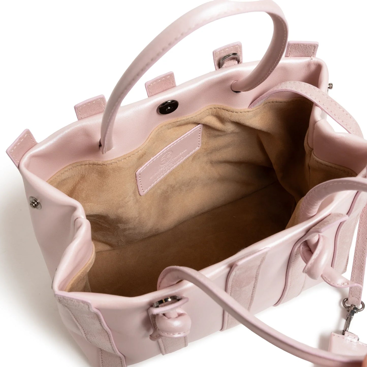 Stripes Medium Shopping Bag in Pink Nappa and Suede Leather